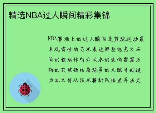 精选NBA过人瞬间精彩集锦